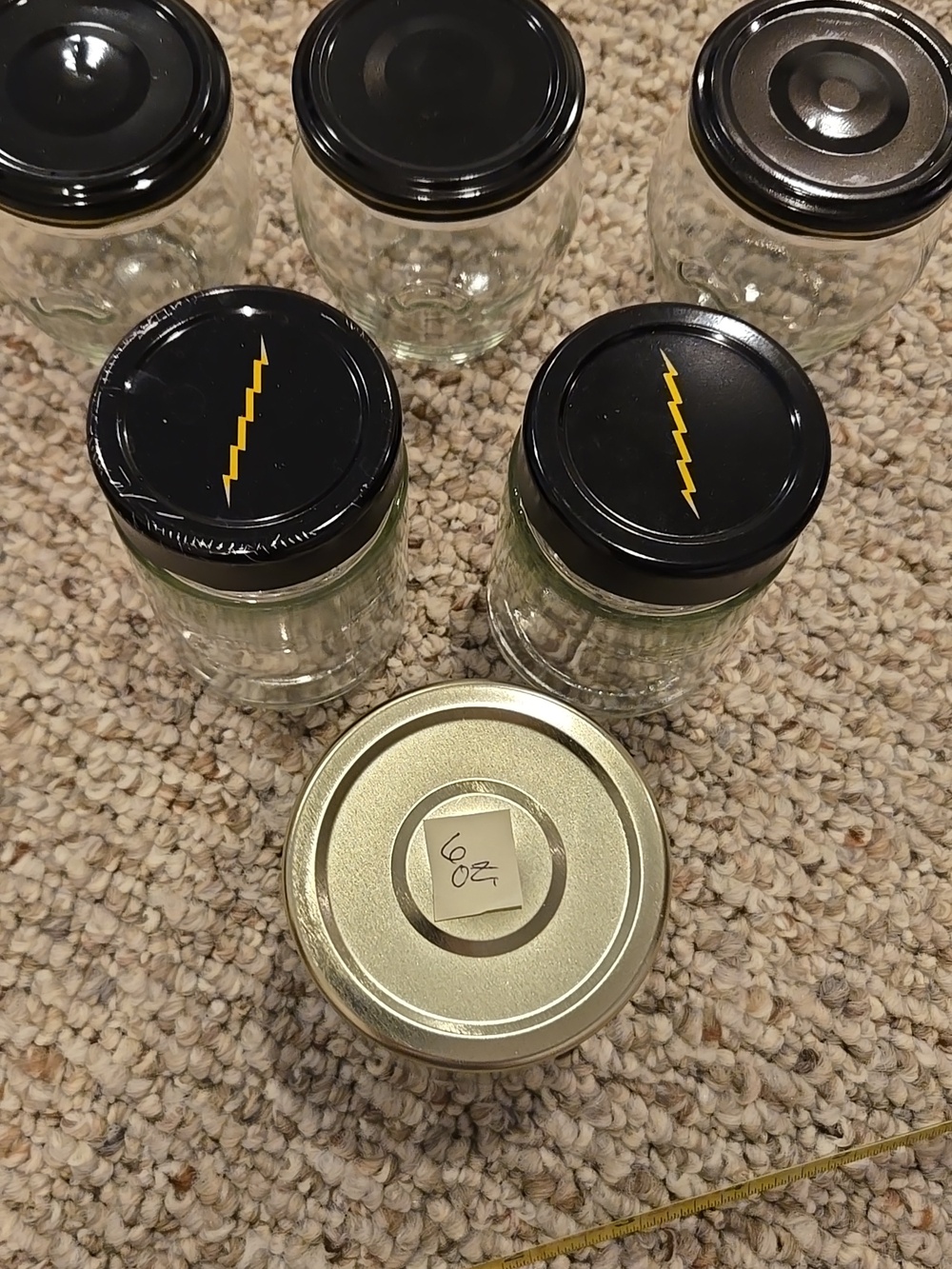 1 Ounce Glass Jars with Metal Tops - Lot of 6